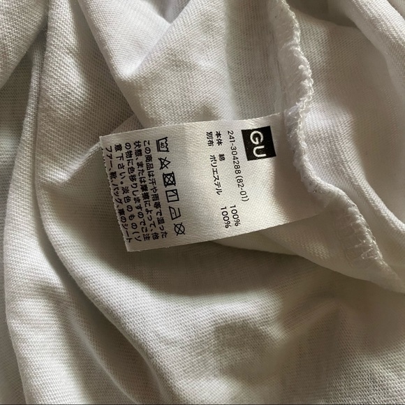 GU Japan sz M Layer Tee White Printed Top Tie Back - Picture 8 of 9